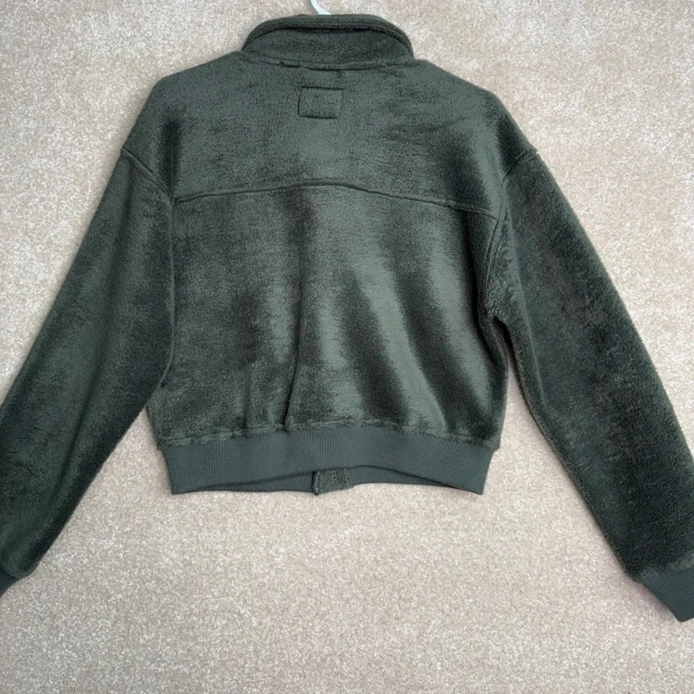 Thread & Supply Fleece Button Up Jacket Shacket Size XS Green‎ Cozy Oversized